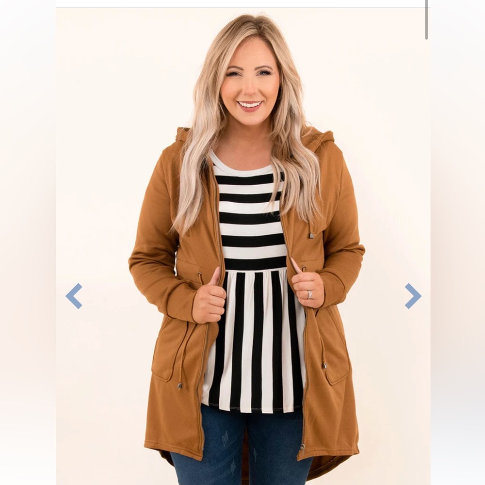 Camel Brown Longline Jacket Scooped Back